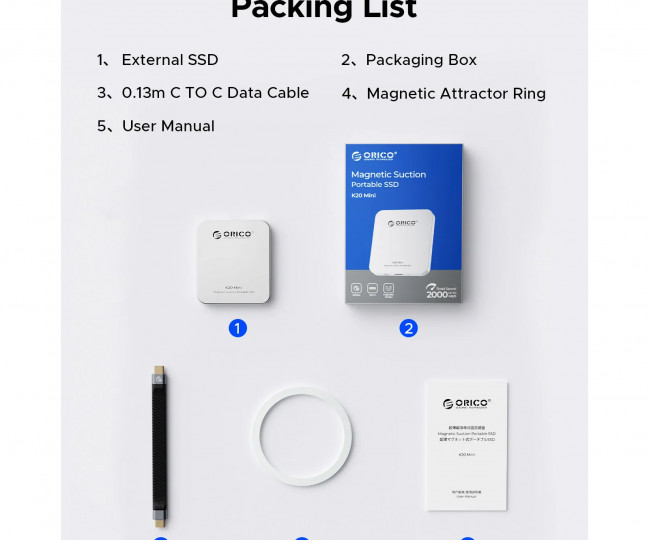 Зовнішній SSD ORICO 1TB Magnetic External